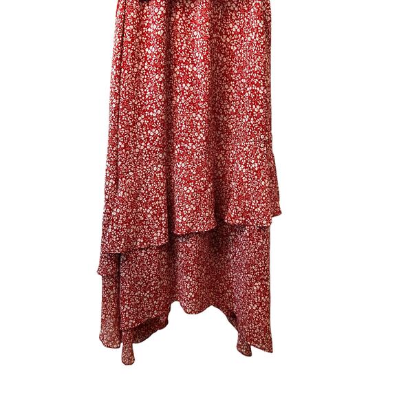 Estelle New Women's Ditsy Floral Asymmetrical Midi Dress Red Plus Size 4X Fairy - Picture 5 of 13